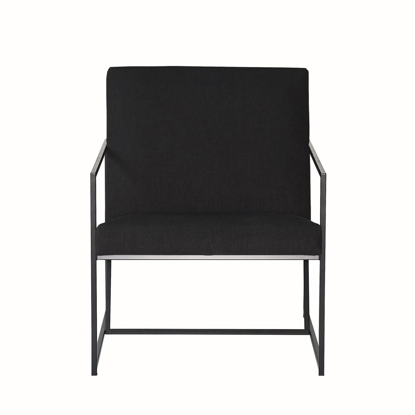 Schwarzer Sessel von Jan Kurtz mit geradlinigem Design und Metallgestell, bequemer Sitzgelegenheit für Wohnzimmer.