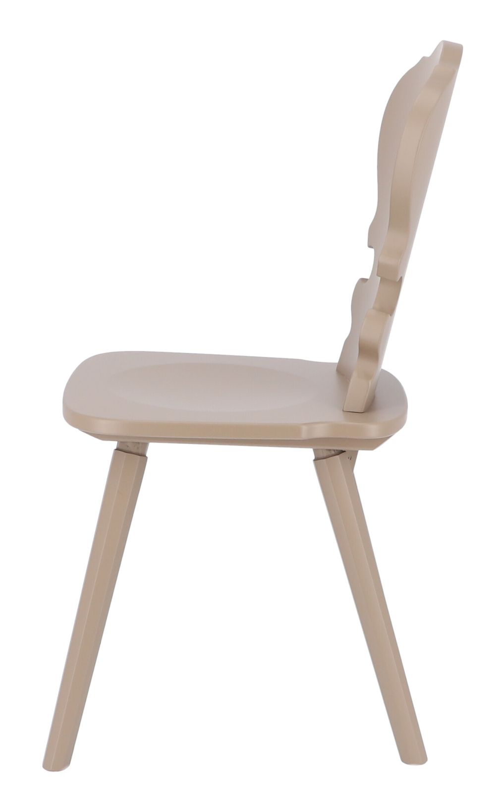 Beiger Vienna Stuhl von Jan Kurtz, Seitenansicht, minimalistisches Design mit geschwungenem Rückenteil und Holzbeinen.