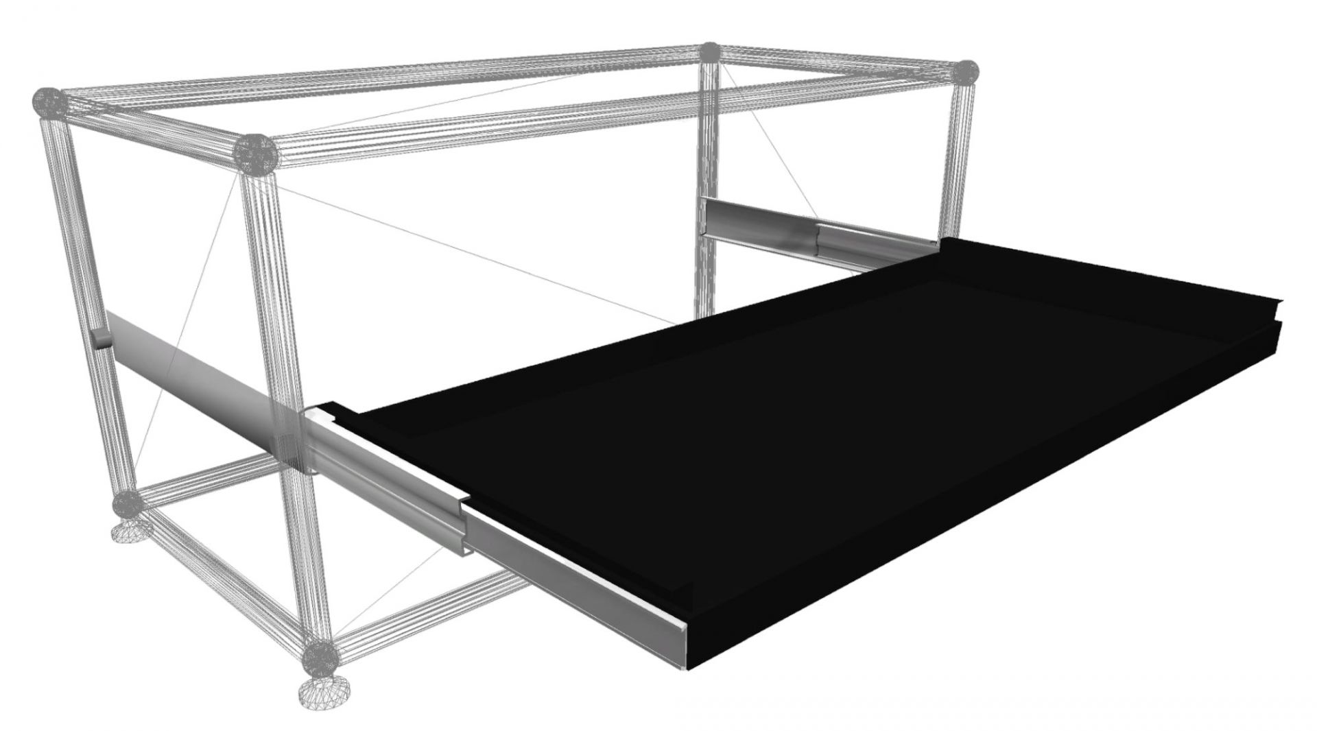 USM Haller Ausziehtablar Ersatzteil in Schwarz, 50 x 35 cm, für modulare Möbel.