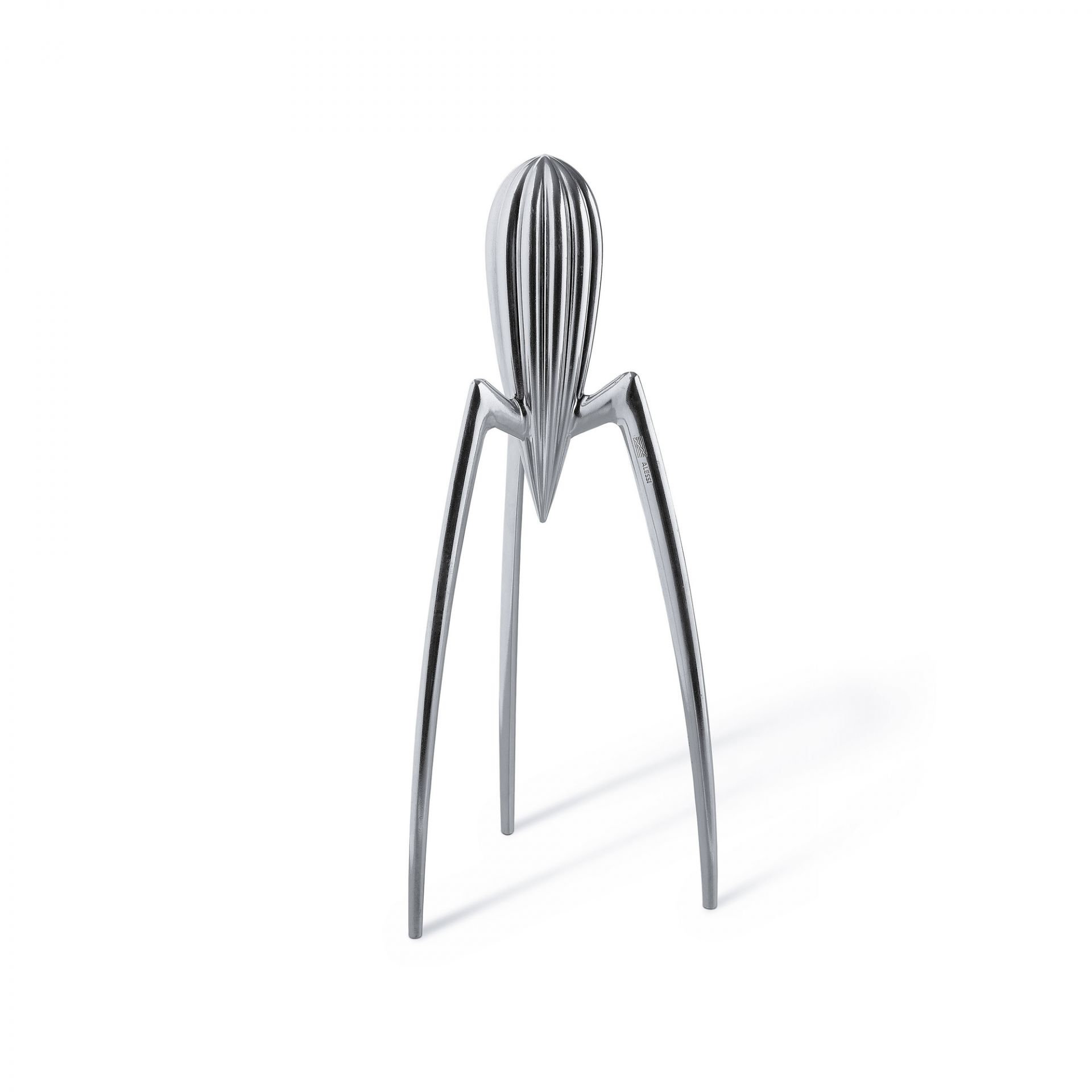 Alessi Juicy Salif Zitronenpresse aus glänzendem Aluminium, ein Designklassiker für frischen Zitronensaft.