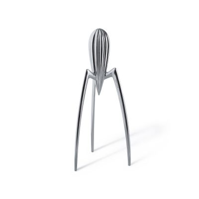 Alessi Juicy Salif Zitronenpresse aus glänzendem Aluminium, ein Designklassiker für frischen Zitronensaft.