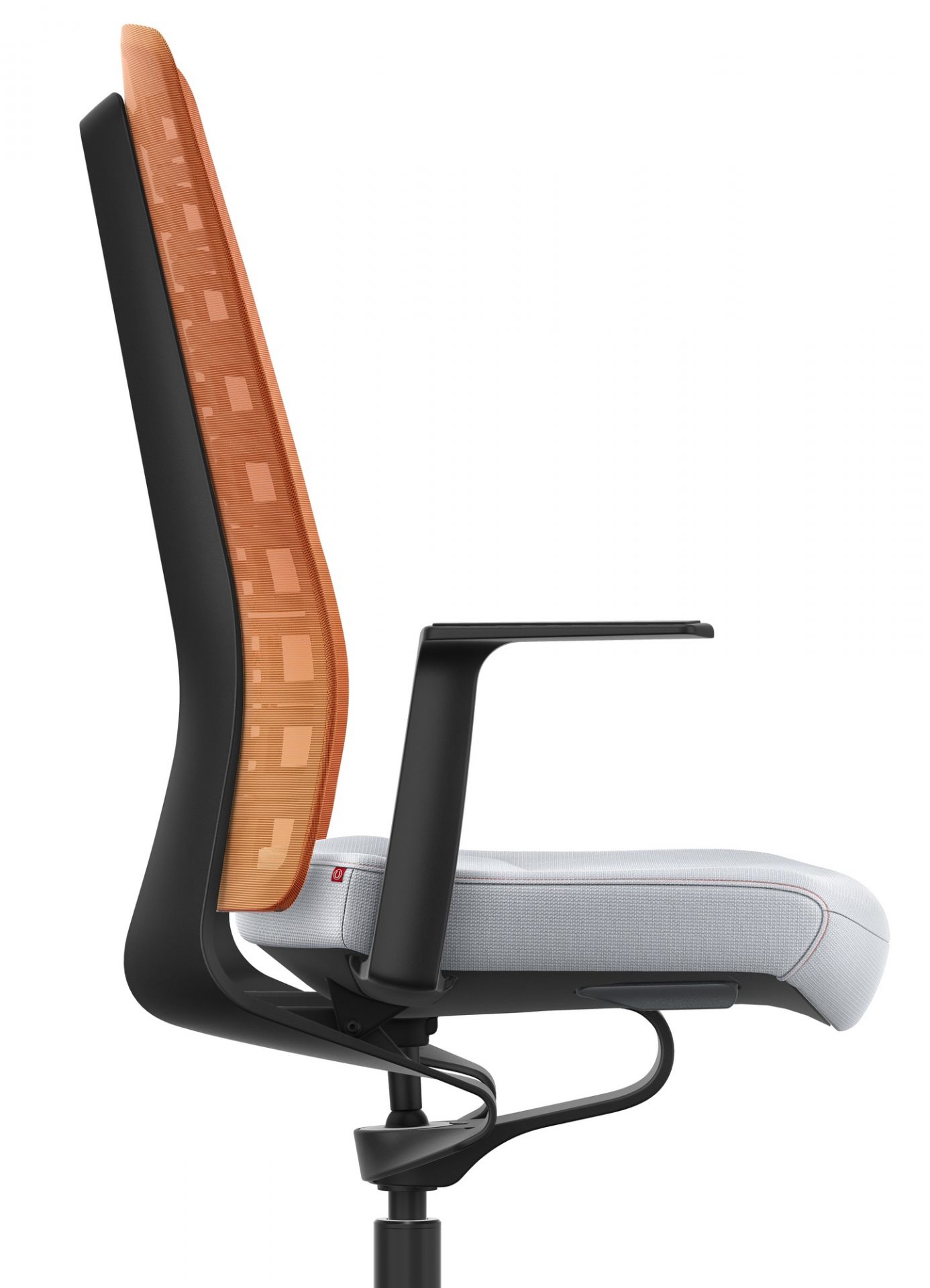 Pure Edition Bürostuhl Interstuhl, orangefarbene Netzrückenlehne und hellgrauer Sitz, ergonomischer Drehstuhl für Büro.