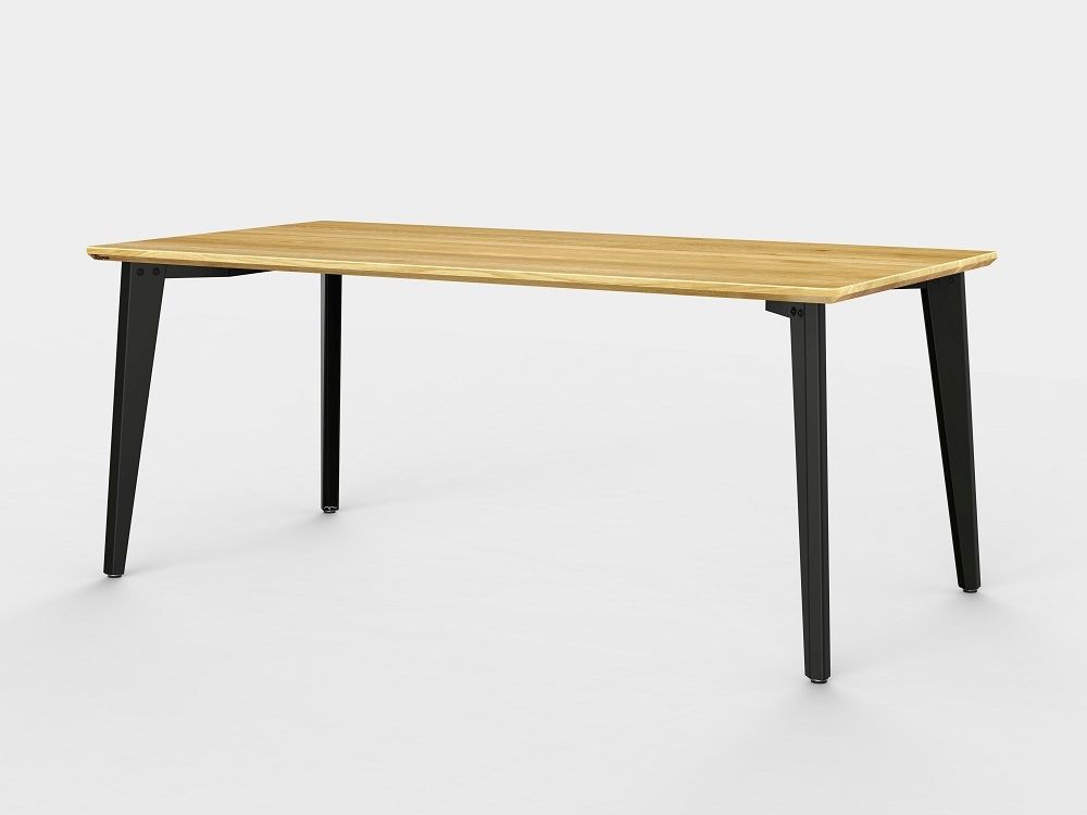 Plog Tisch von Jan Cray: Ausziehbarer Esstisch aus Holz mit schwarzen Beinen.