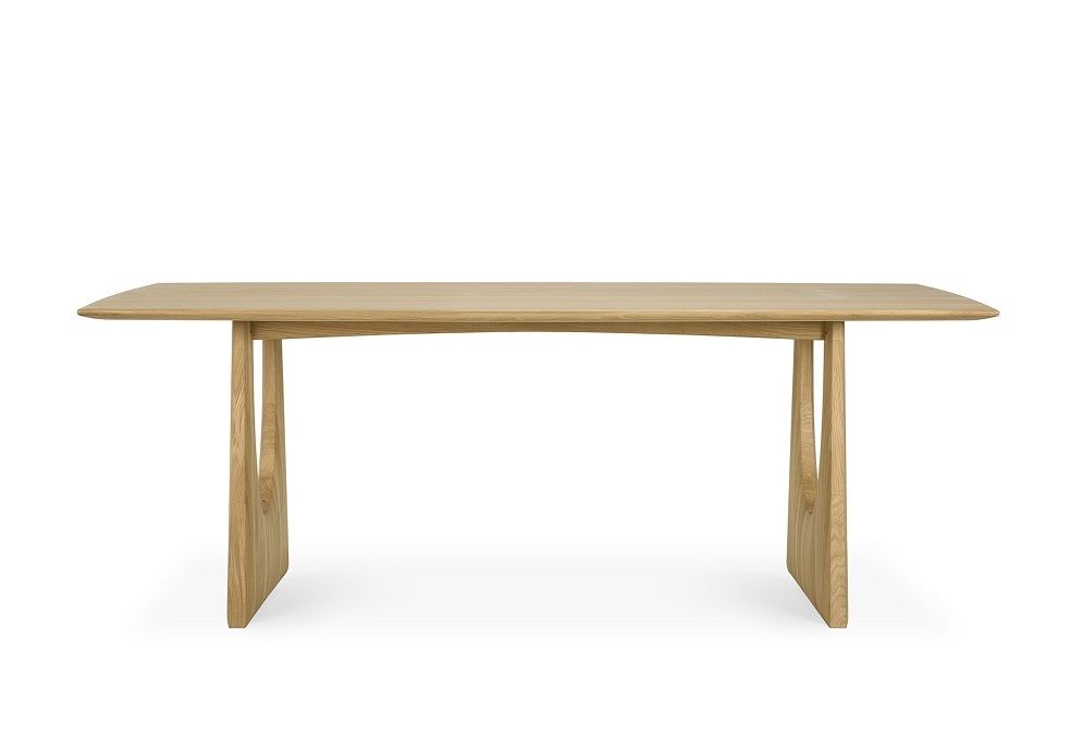 Ethnicraft Esstisch aus geölter Eiche mit geometrischen Beinen, moderner Holztisch für Esszimmer.