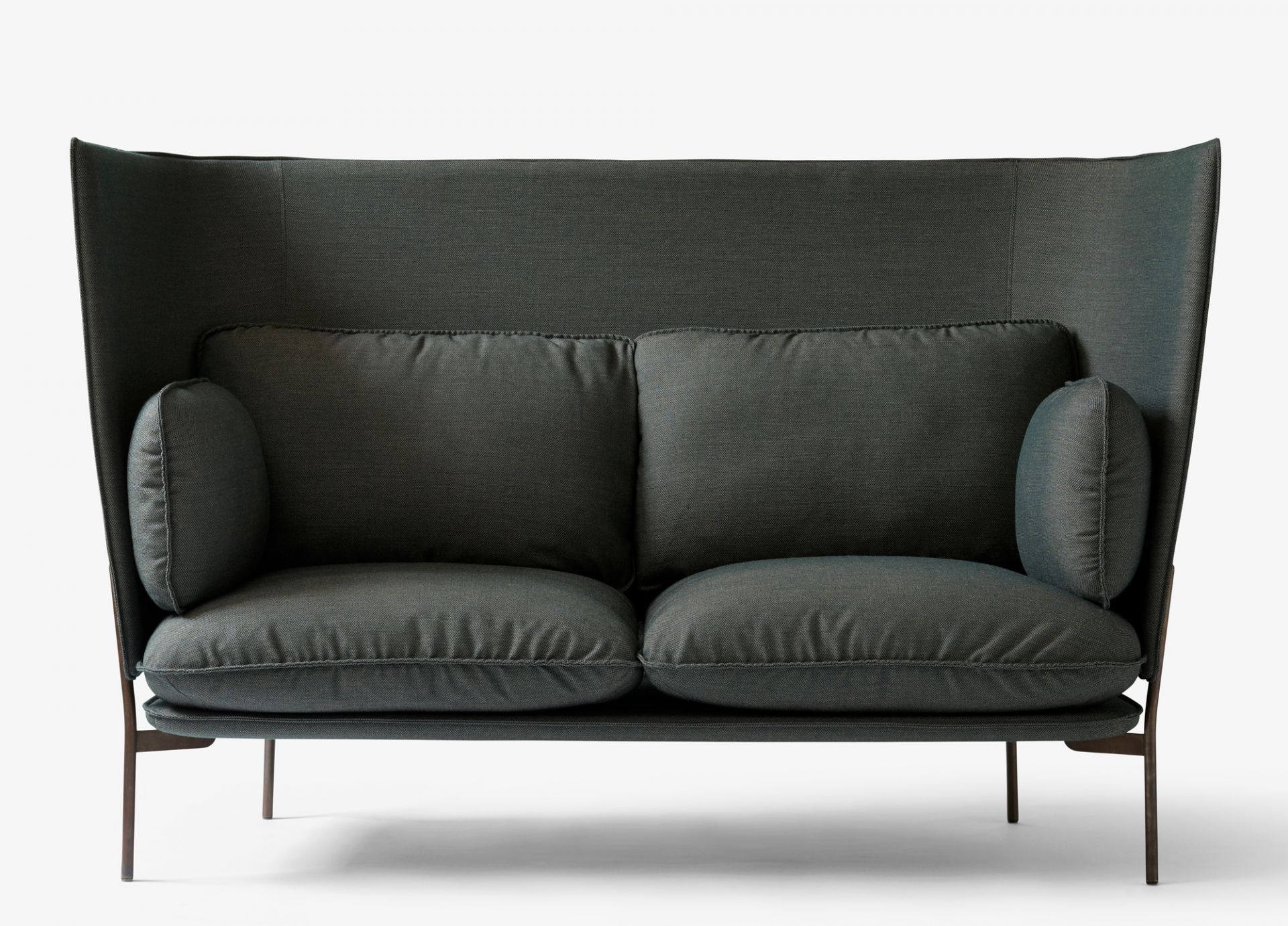 Cloud 2-Sitzer Sofa mit hoher Rückenlehne in Grau. Modernes Design Sofa für Wohnzimmer und Büro.