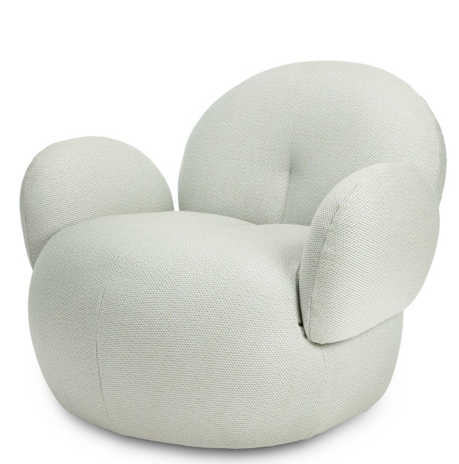 Nana Sessel: Freifrau Manufaktur Outdoor Love Seat Petite in hellem Stoff, moderner Loungesessel.