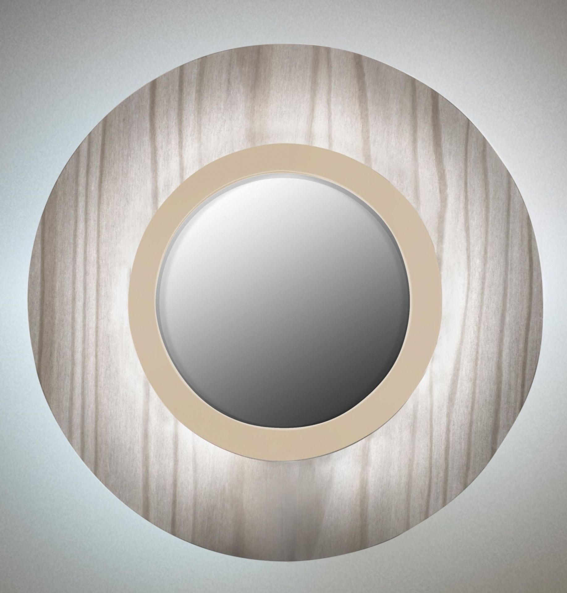 Lens LED Wandleuchte rund Metallring in elfenbeinweiß Grau LZF Lamps