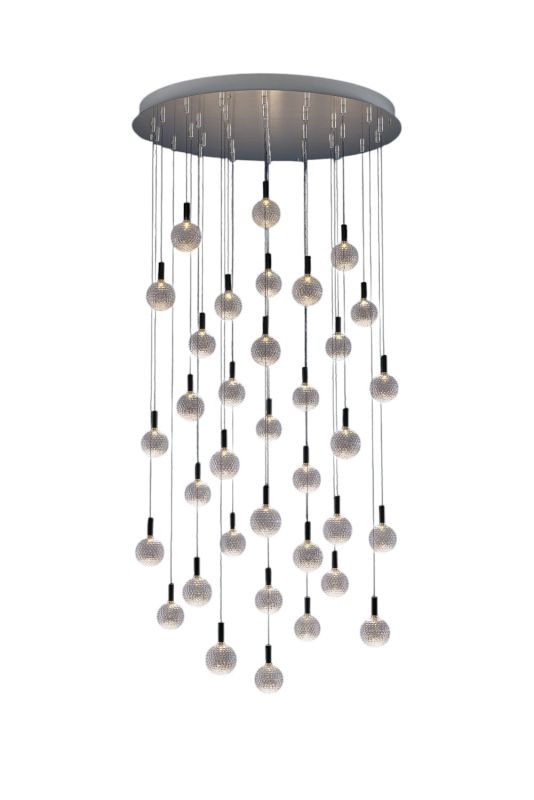 Par 18 Chandelier von Catellani & Smith: Hängeleuchte mit vielen kleinen, leuchtenden Kugeln.