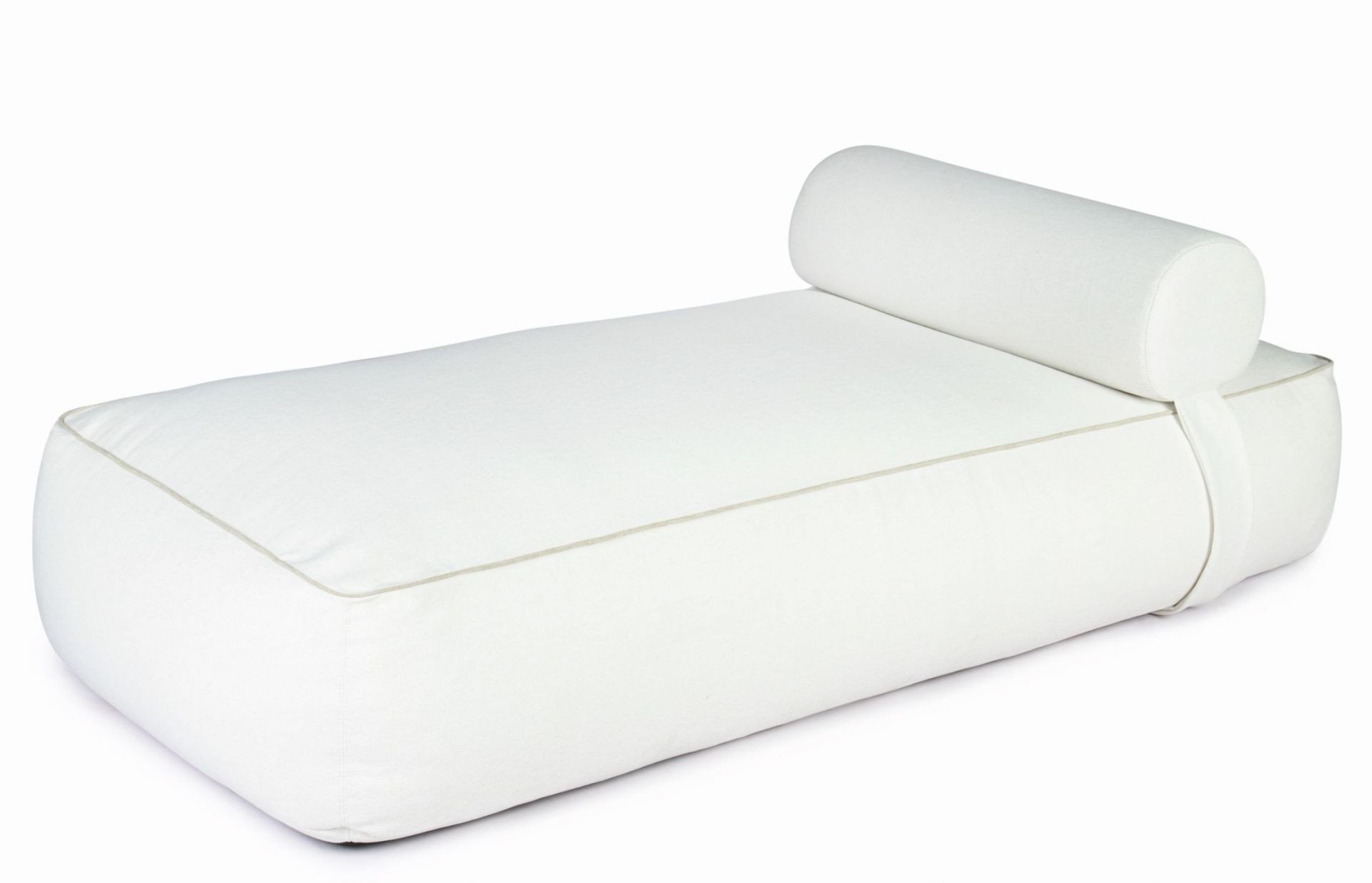 Weishäupl Maliha Lounge Kissen, Outdoor geeignet, in Weiß mit Nackenrolle für Sessel oder Bett.