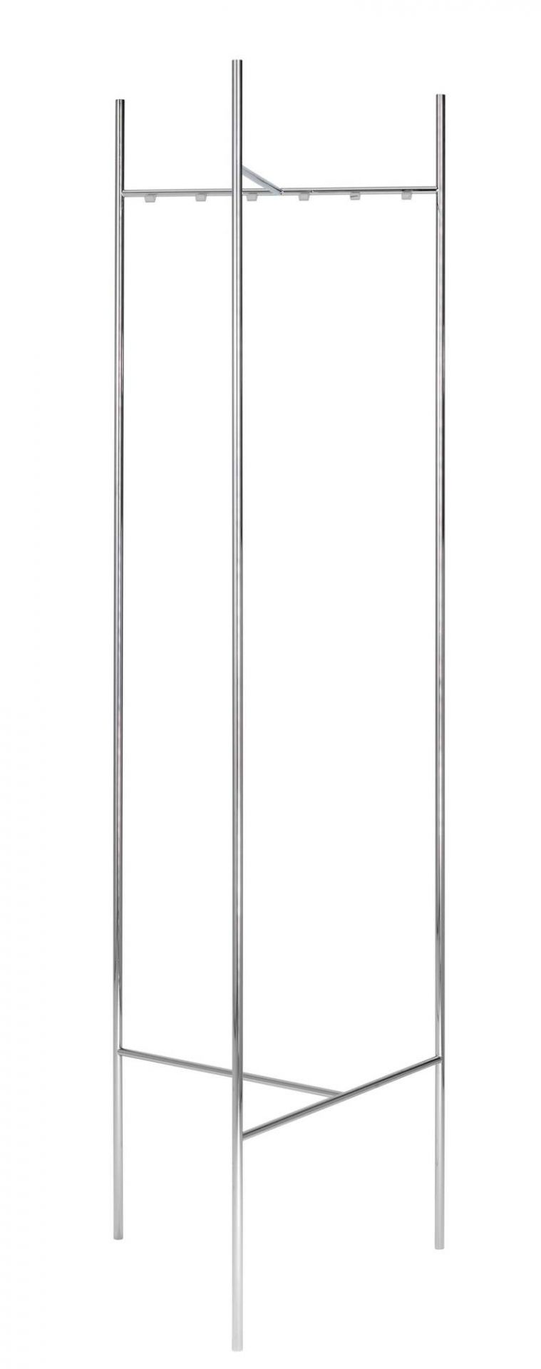 Schönbuch Sketch Garderobenständer aus verchromtem Metall, minimalistisches Design für Flur und Ankleidezimmer.