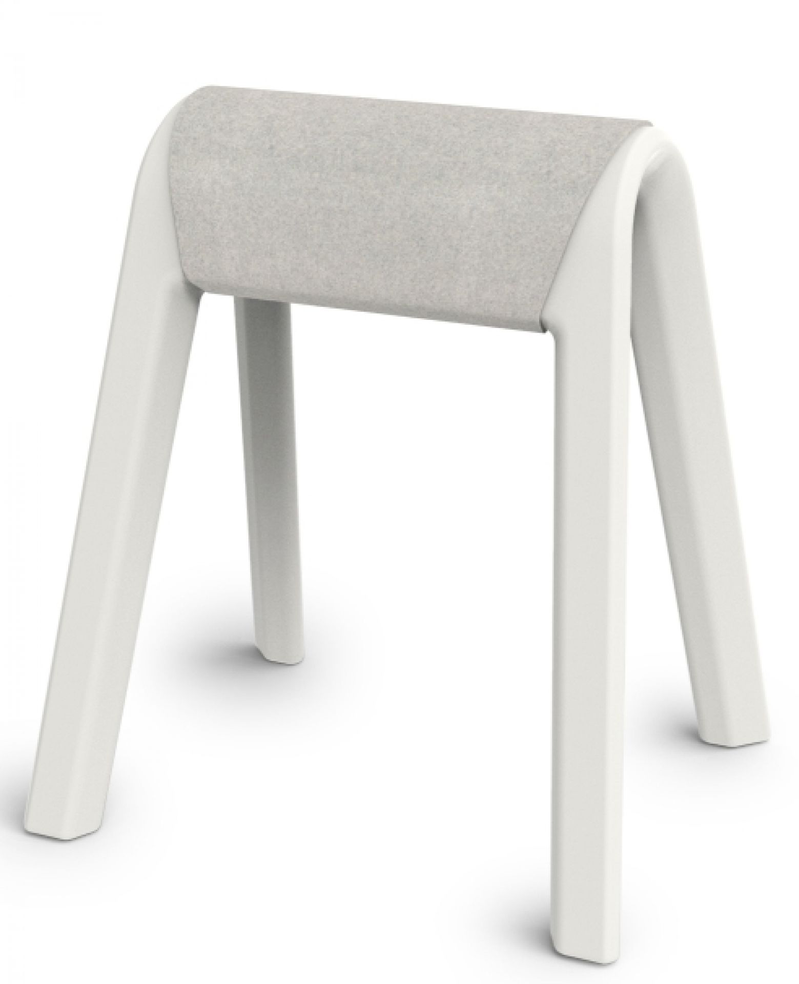 Wilkhahn Sitzauflage Programm 204, hellmeliert: Hocker mit weißem Gestell und gepolsterter Sitzfläche.