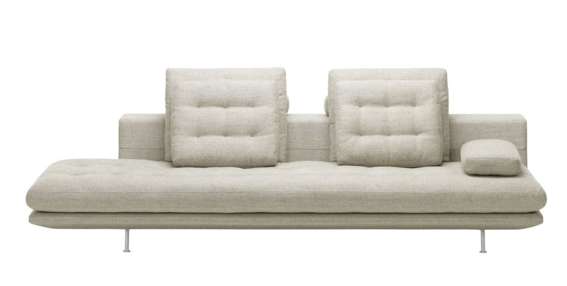 Helle Vitra Grand Sofa, ein modernes 3,5-Sitzer Sofa mit Kissen und minimalistischem Design.