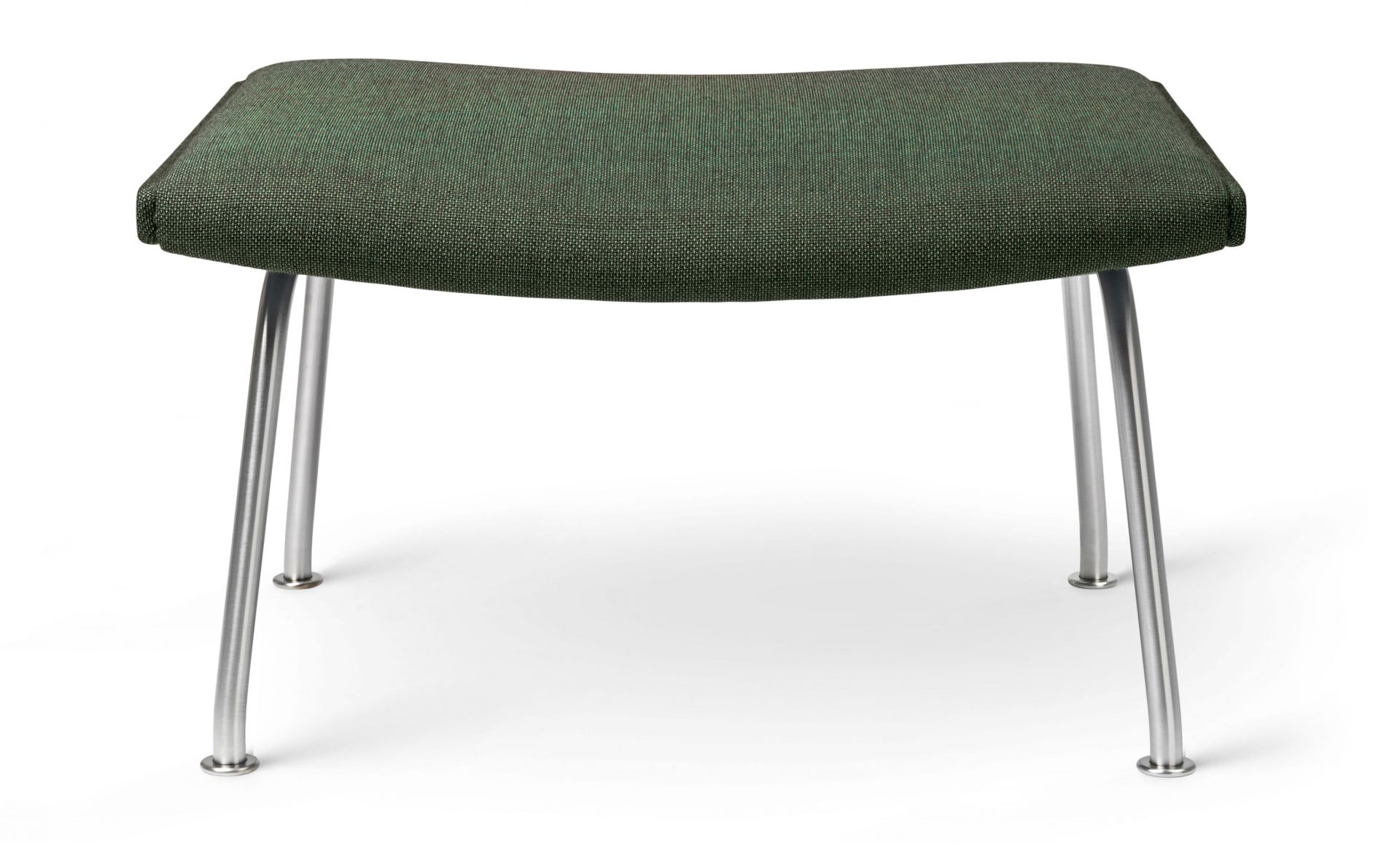 CH446 Wing Chair Fußhocker von Carl Hansen & Søn mit grüner Polsterung und Stahlbeinen.