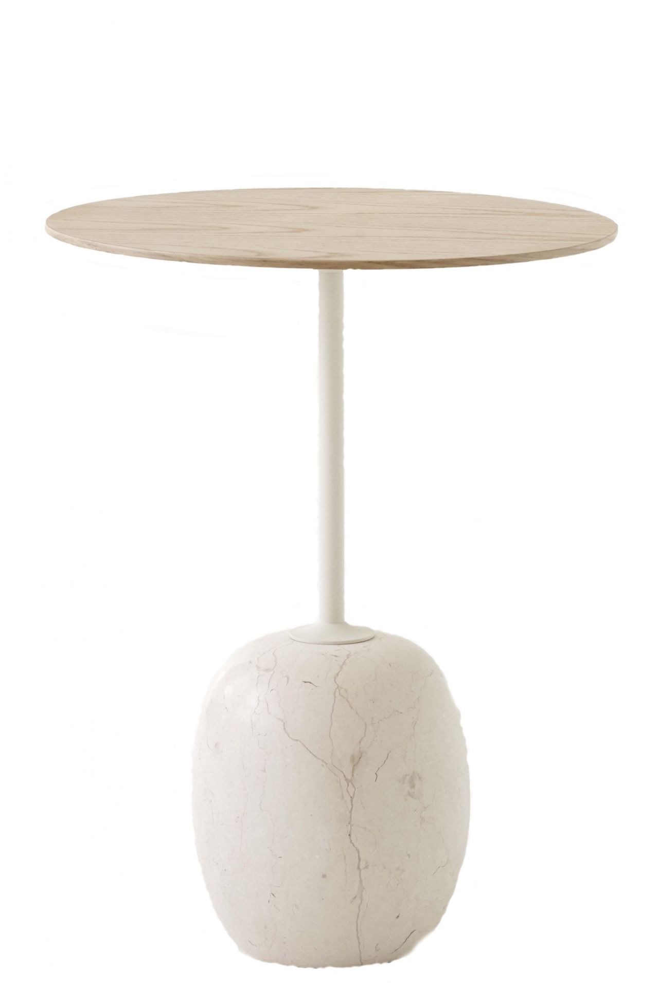 Lato Beistelltisch mit runder Holzplatte und Marmorfuß von AndTradition. Moderner kleiner Tisch.