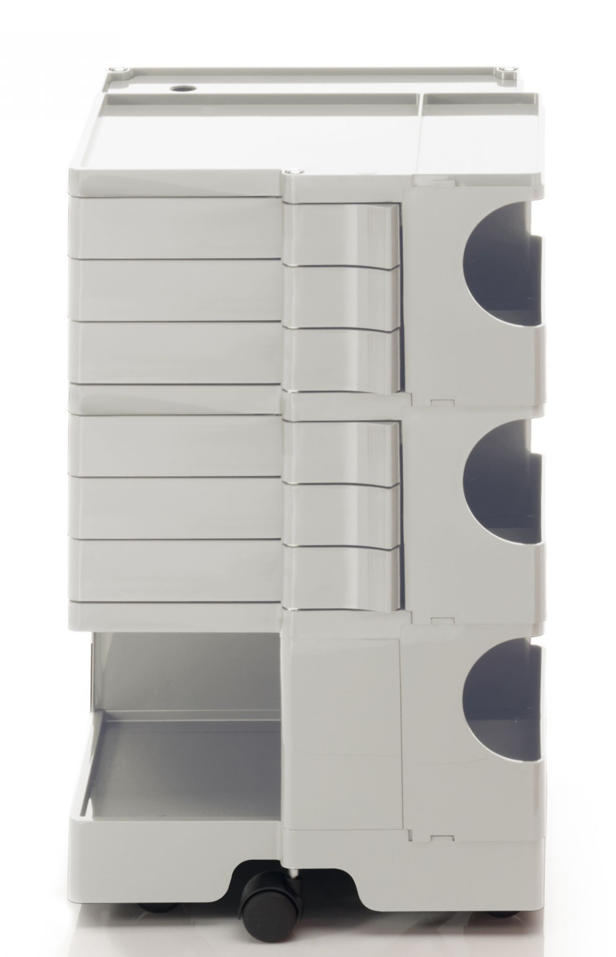 Weißer Boby B36 Rollcontainer mit Schubladen und Fächern, ideal für Büro und Arbeitszimmer.