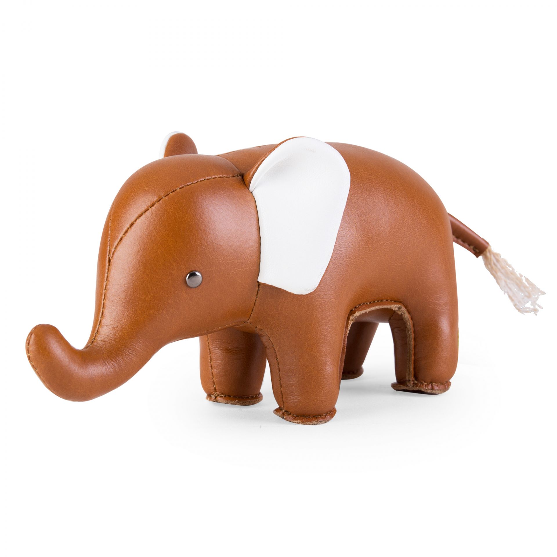Briefbeschwerer Elefant von Züny in Braun und Weiß. Dekorative Figur für Büro und Zuhause.