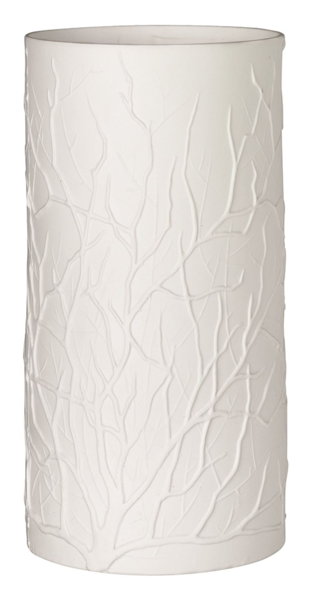 Weiße Zuhause Zylinderleuchte mit Zweige-Muster, moderne Tischleuchte für Wohnzimmer und Schlafzimmer, EINZELSTÜCK.