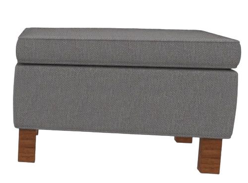 Grauer Krefeld Hocker von Knoll International mit Holzbeinen, ideal als Fußhocker oder Sitzgelegenheit.