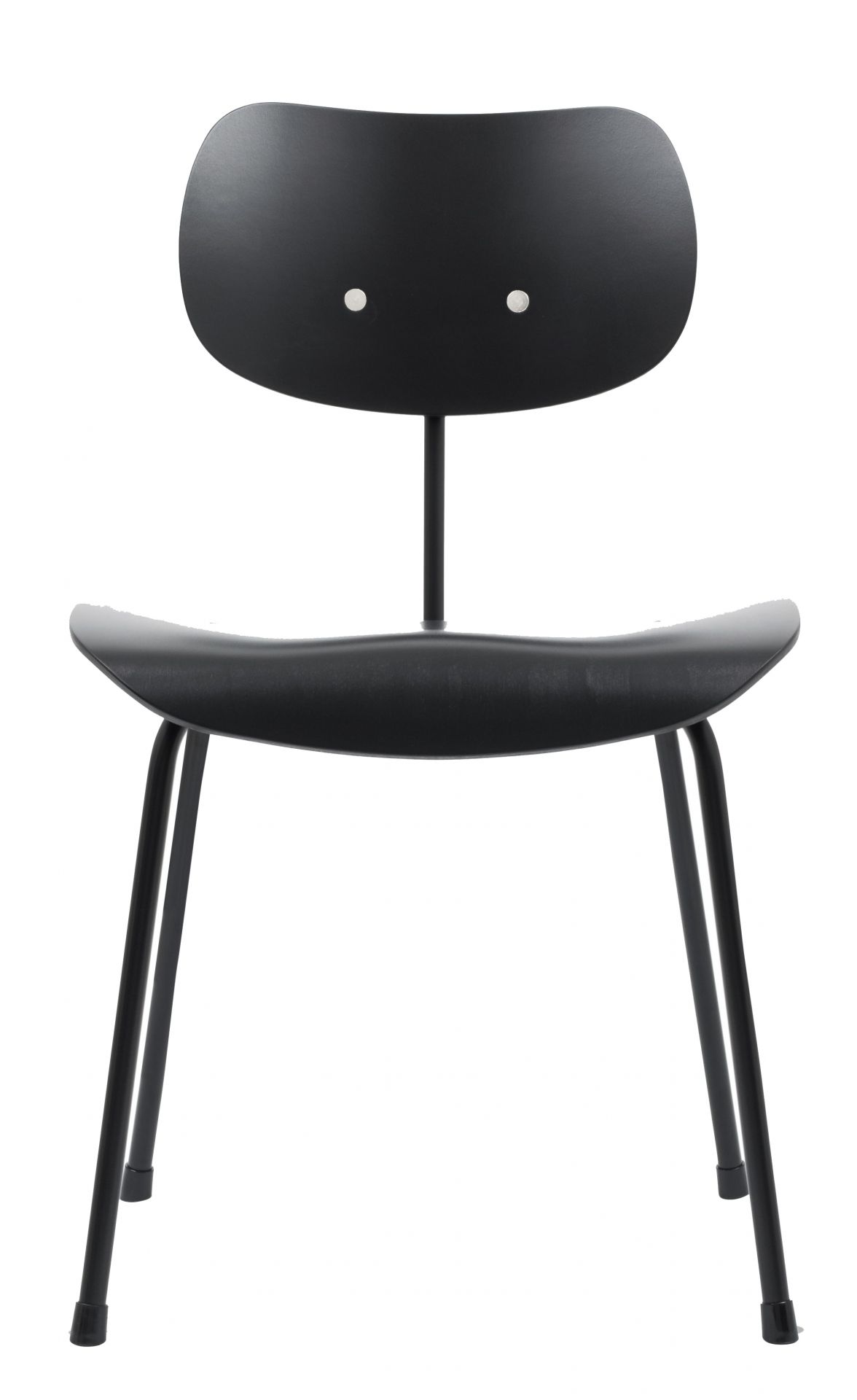 Schwarzer SE 68 Stuhl von Wilde+Spieth, minimalistisches Design mit abgerundeter Sitzfläche und Rückenlehne.