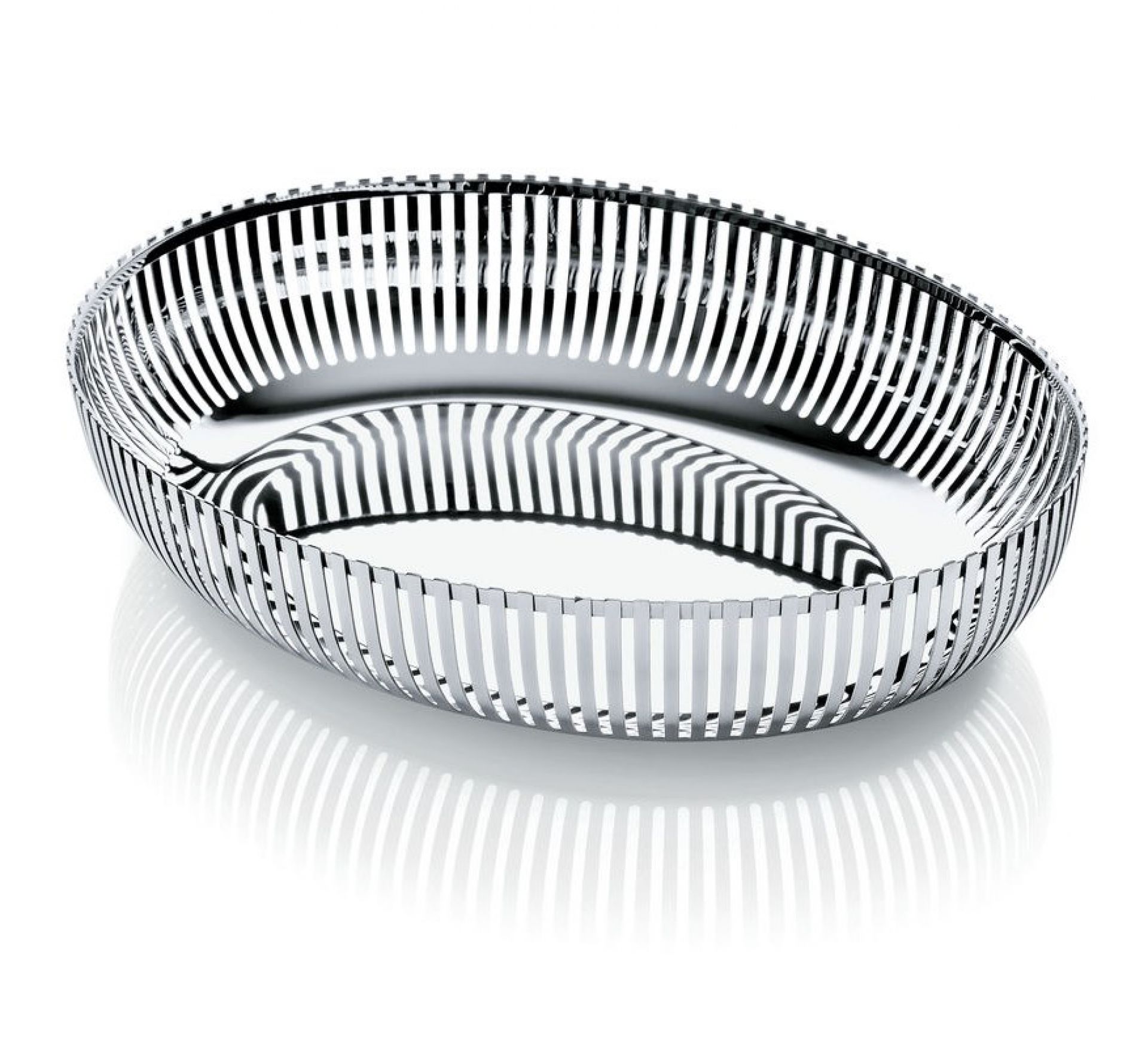 Alessi Korbschale PCH06/26 aus poliertem Edelstahl, modernes Design für Obst, Brot oder Dekoration.