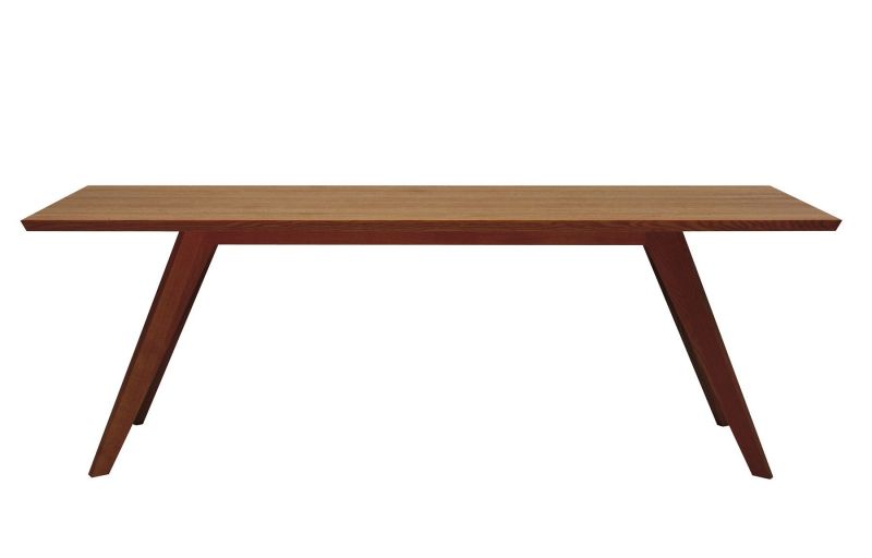 CENA Tisch: Rechteckiger Esstisch aus Holz mit schrägen Beinen, modernes Design für Esszimmer.