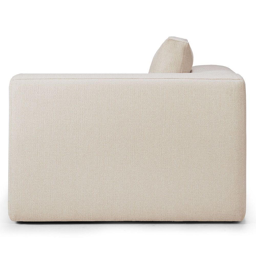 Seitenansicht des Mellow Sofas in Off White mit linker Armlehne von Ethnicraft.