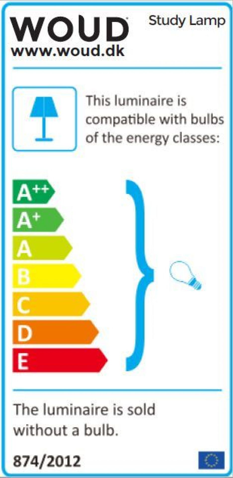 Energieeffizienzlabel der Woud Study Table Lamp Tischleuchte, Leuchtmittel nicht enthalten.