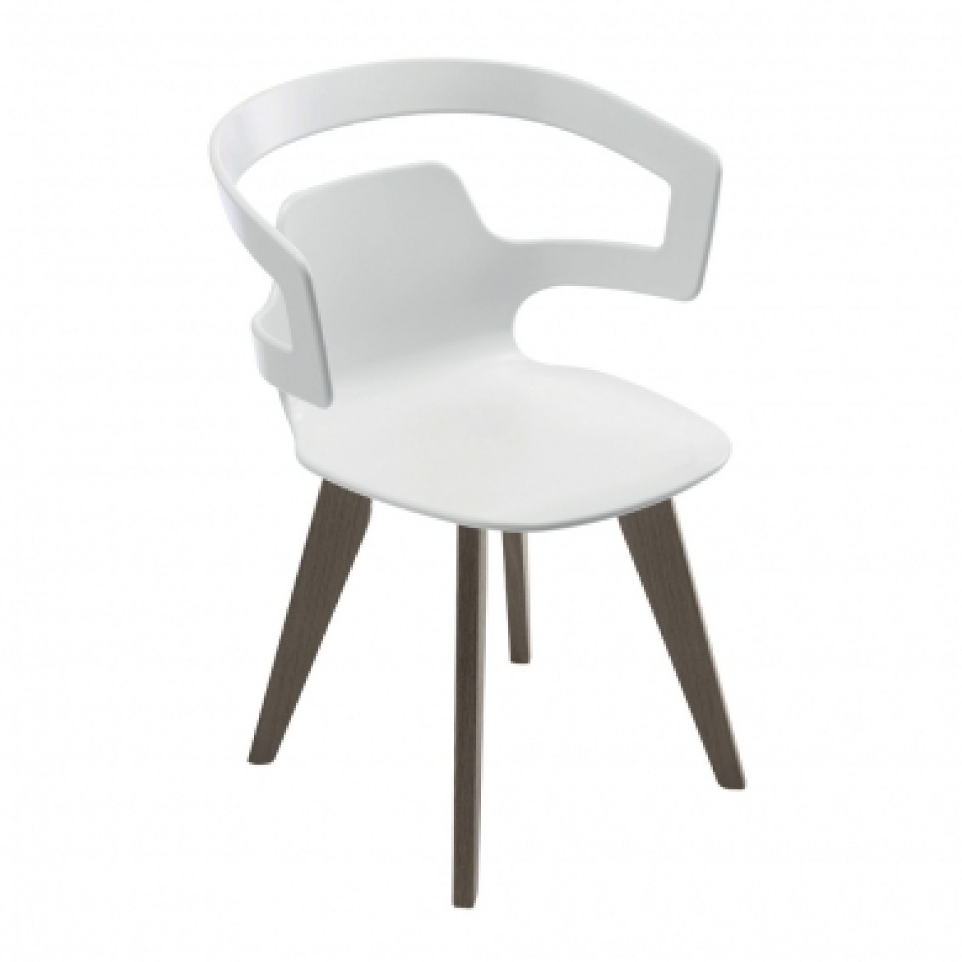 Weißer Segesta Stuhl mit Armlehne und Holzbeinen von Alias, modernes Design für Esszimmer.