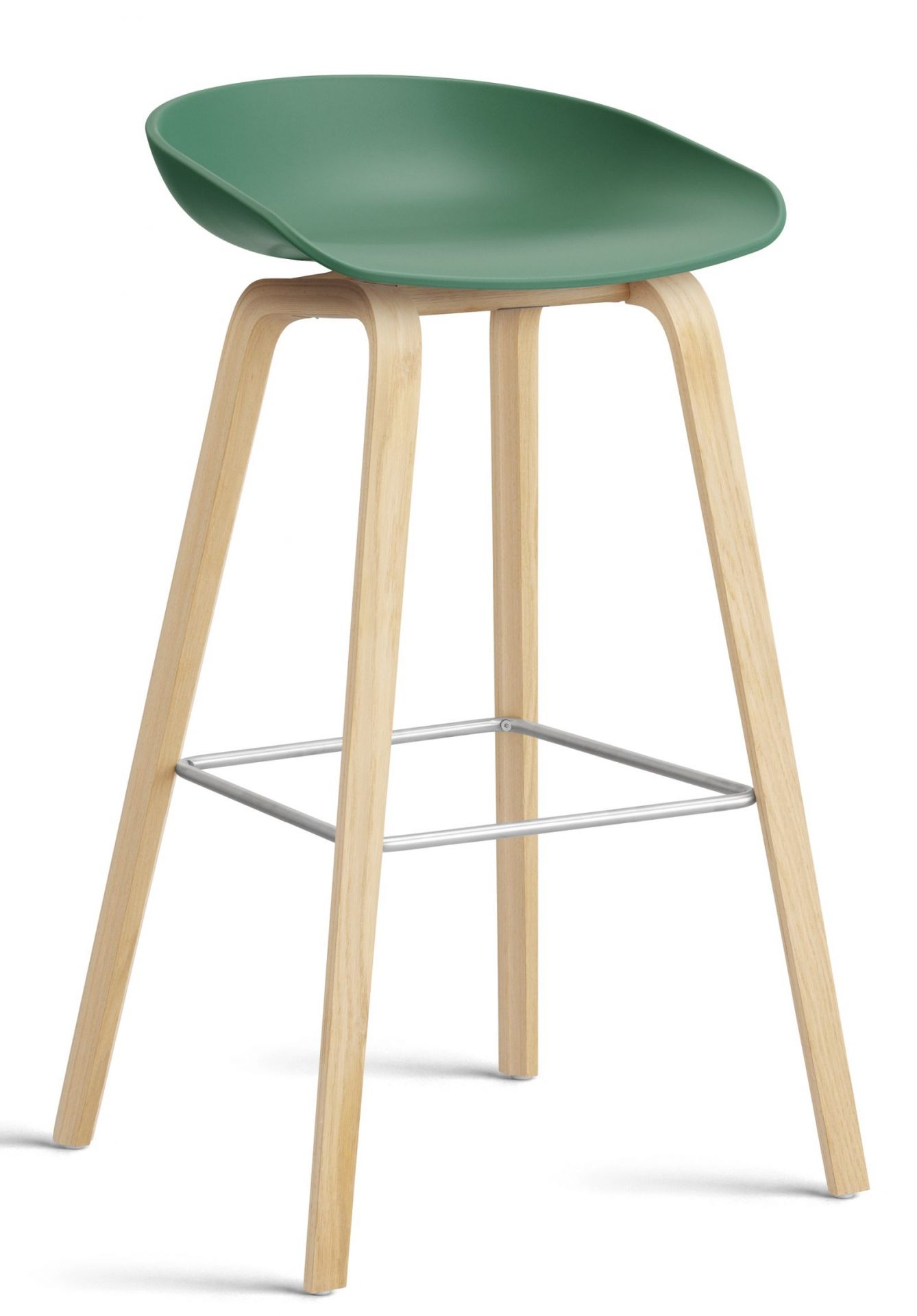 Hay AAS32 Barhocker mit grünem Sitz und hellem Holzgestell, ideal für Küche und Bar.