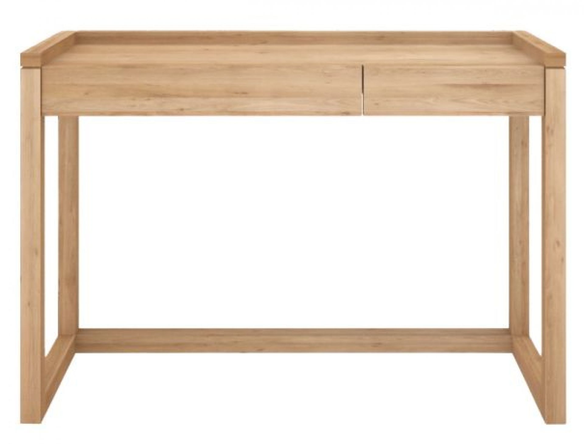 Ethnicraft Frame Schreibtisch aus massivem Eichenholz mit Schublade, moderner Bürotisch für Arbeitszimmer.