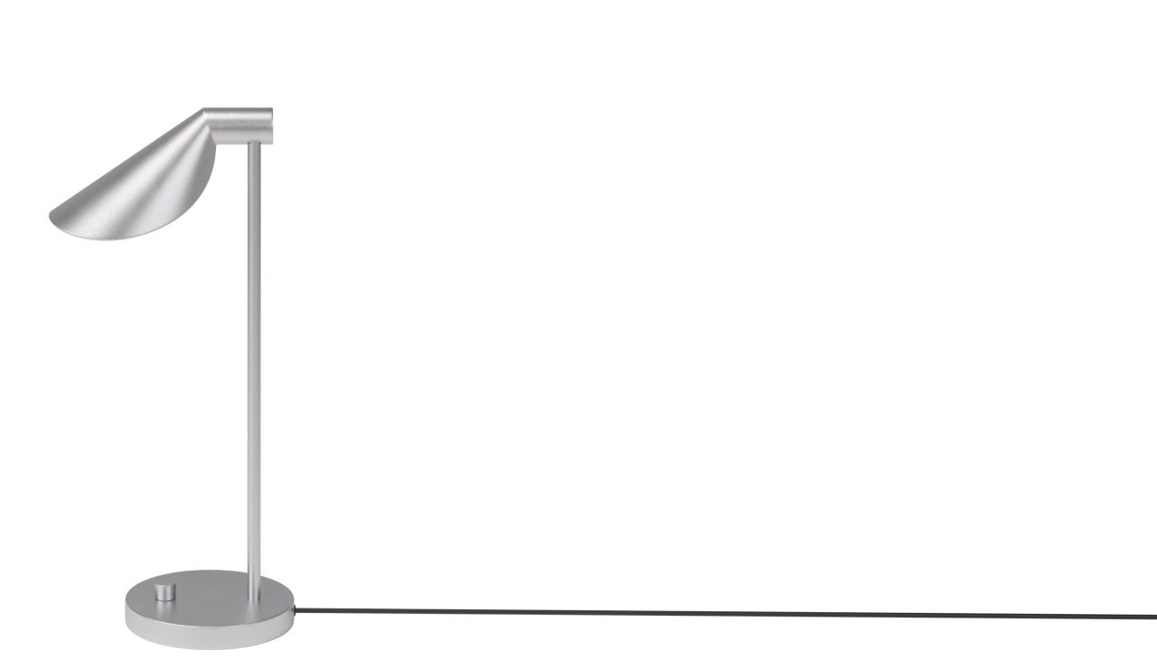 Silberne MS Series Tischleuchte von Fritz Hansen, moderne Schreibtischlampe für Büro und Zuhause.