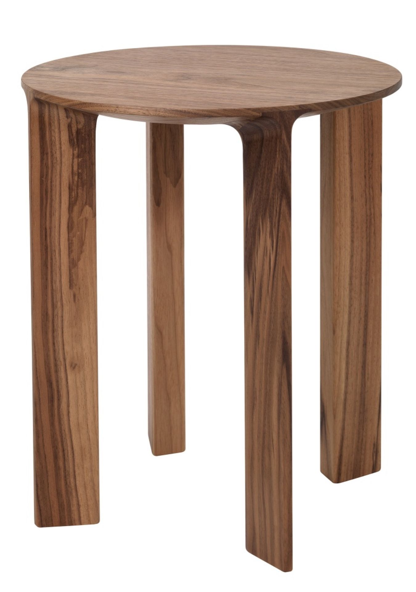 Hans Hocker von Schönbuch, runder Beistelltisch aus massivem Nussbaumholz mit drei Beinen.