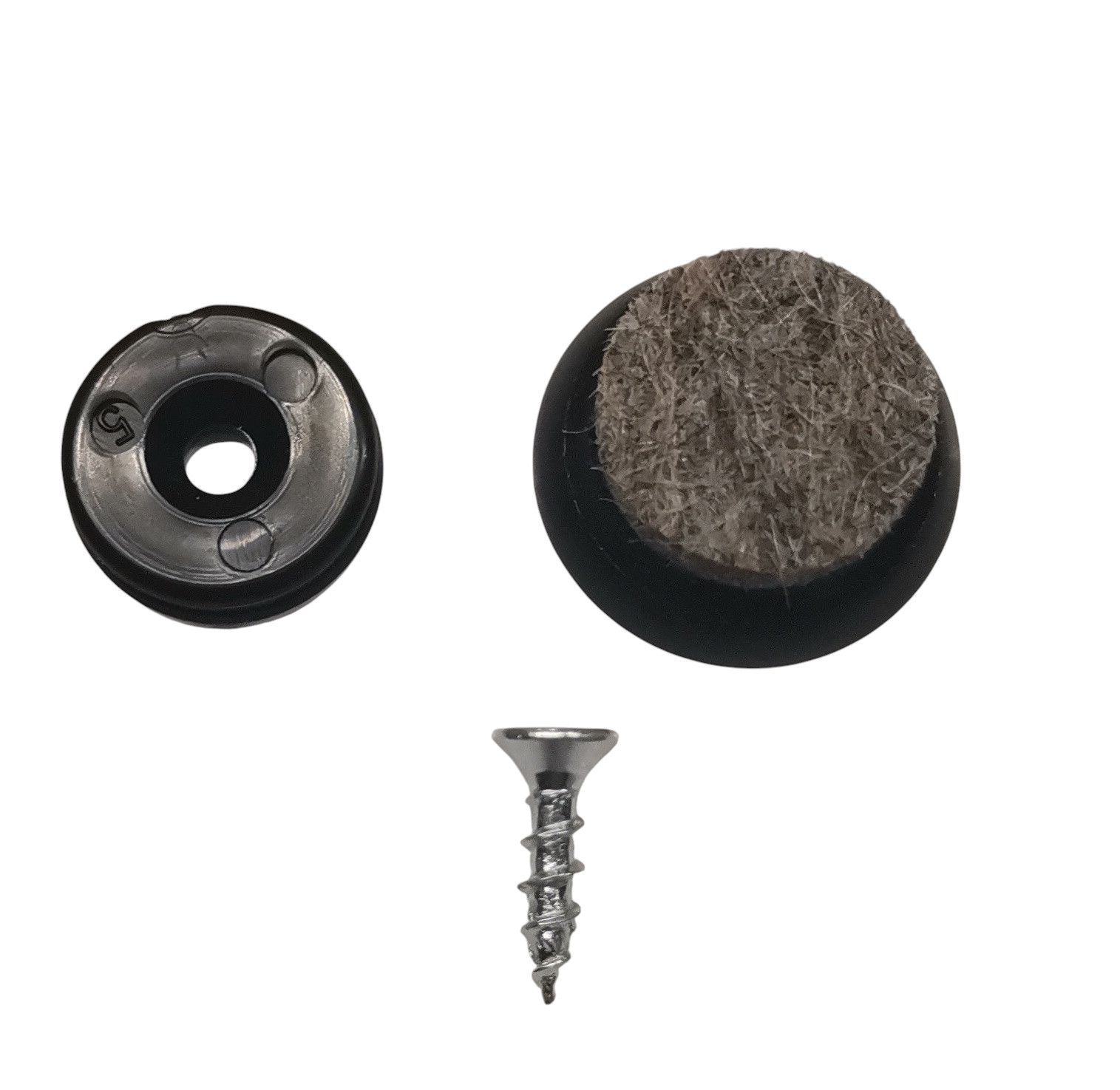 Schwarzer Filzgleiter mit Schraube für Wishbone Chair / CH24 Stuhl von Carl Hansen.