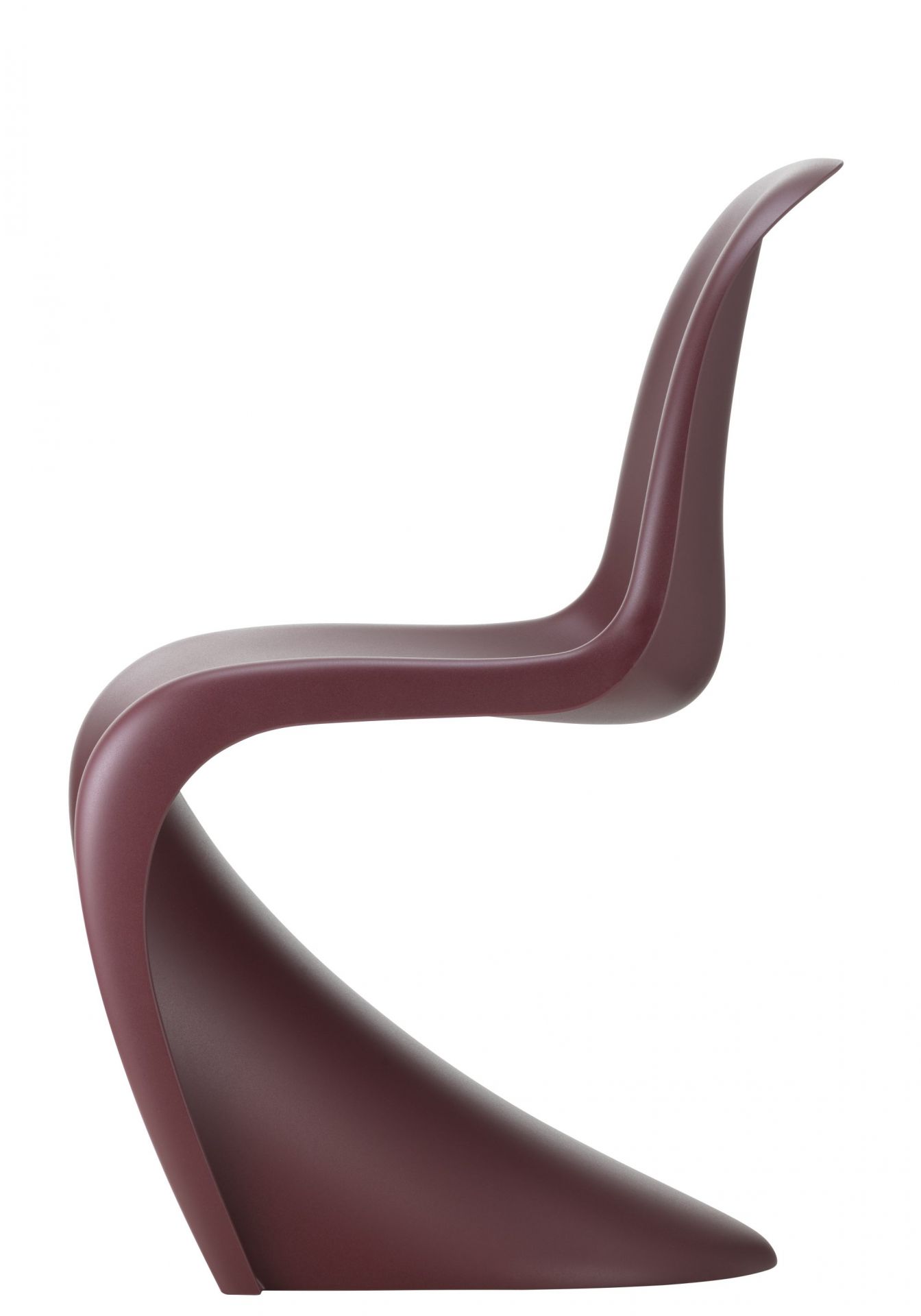 Panton Chair in Bordeaux, neue Höhe. Designklassiker, Kunststoffstuhl für modernes Wohnen.