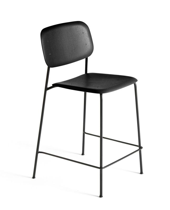 Schwarzer Soft Edge Barhocker von Hay, niedrige oder hohe Ausführung, für Küche und Bar.