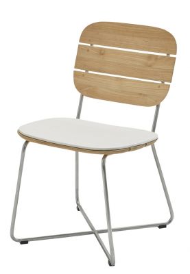 Lilium Chair Stuhl mit weißem Sitzkissen, Outdoor Möbel von Skagerak by Fritz Hansen.