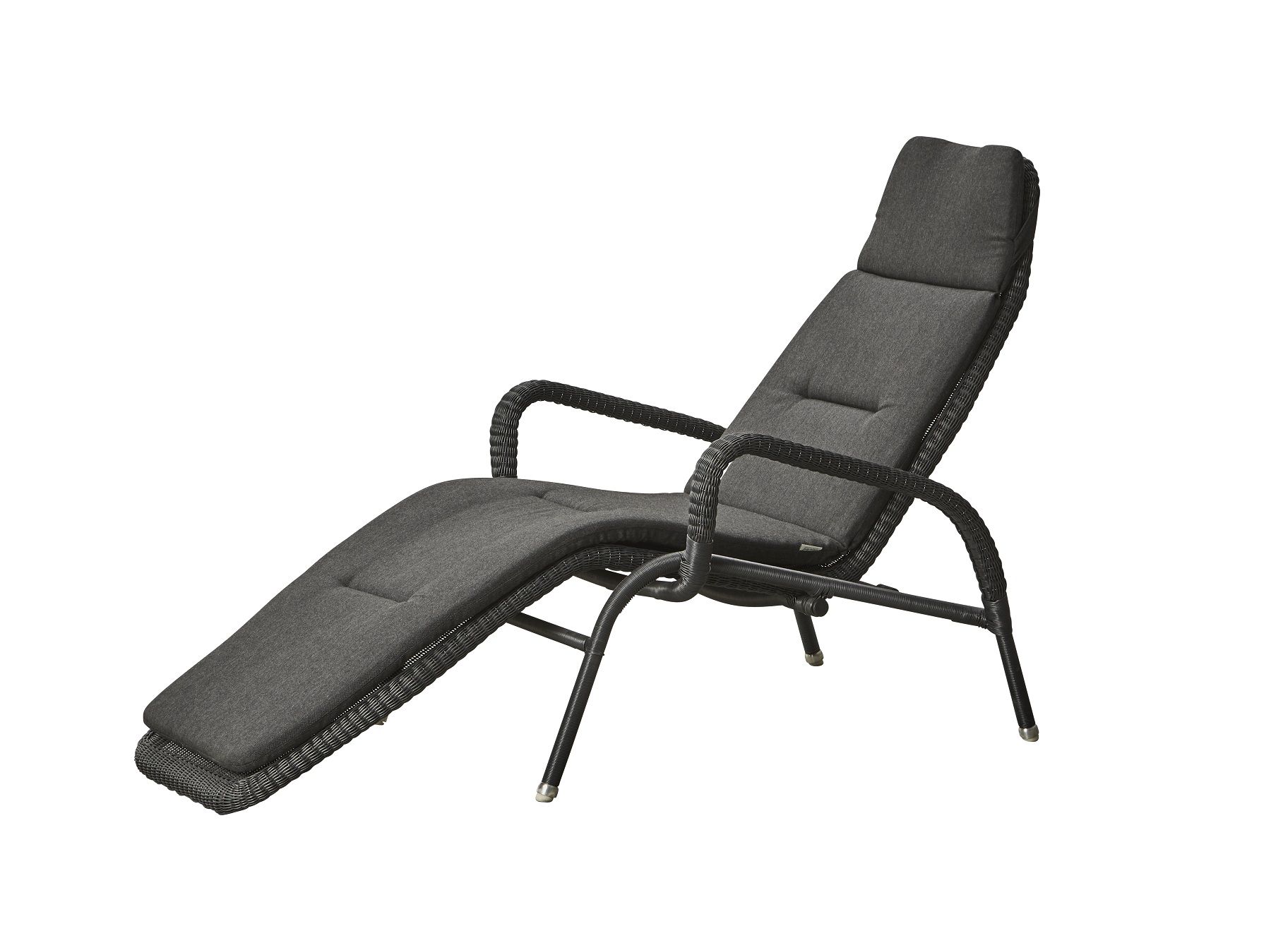 Sunrise Outdoor Kissen für Cane-Line Sonnenliege, schwarzes Rattan, bequeme Gartenmöbel für den Außenbereich.