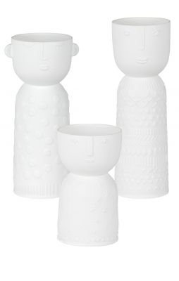 Naturgestalten Vasen 3er Set von Räder, weiße Deko Vasen mit Gesicht, modernes Design.