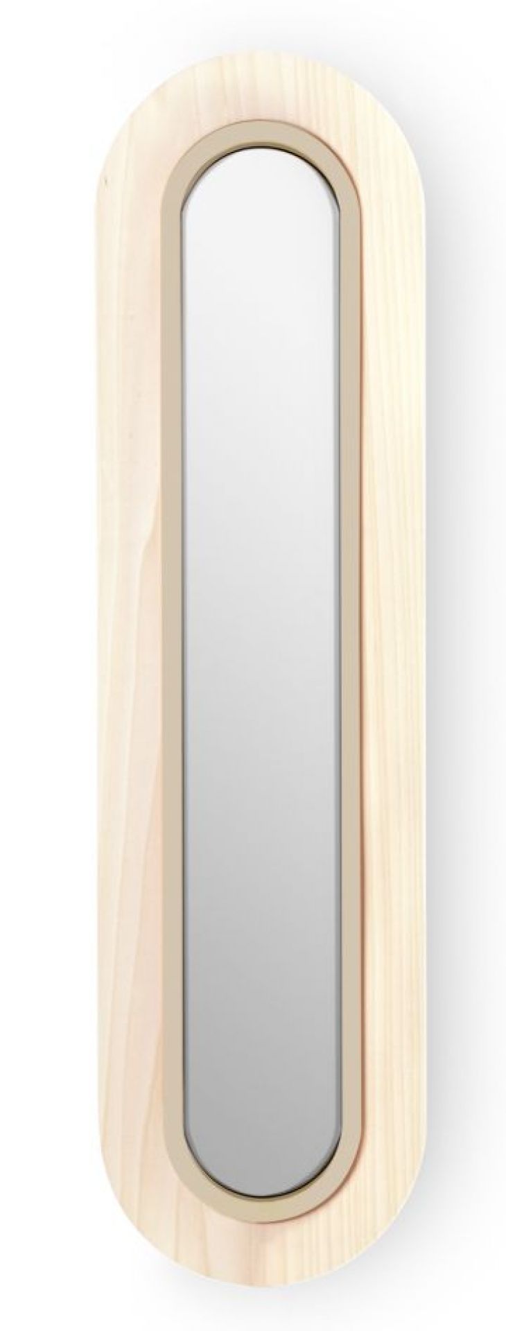 Lens LED Wandleuchte von LZF Lamps: Ovale, gestreckte Wandlampe mit Metallring in Elfenbeinweiß.