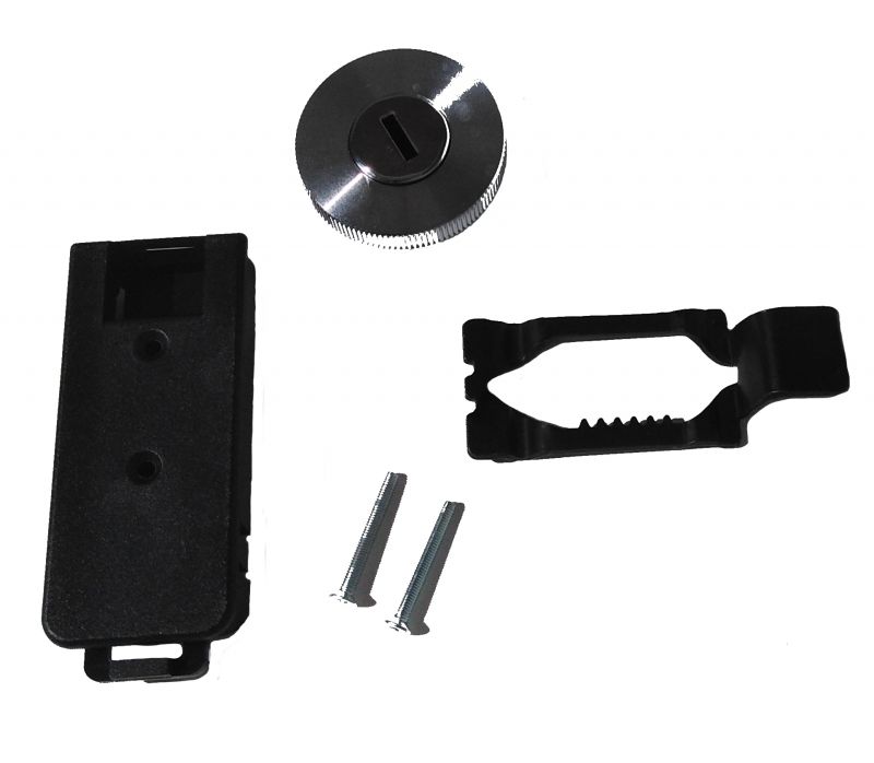 USM Haller Griff-Set für Klapptüren und Ausziehtüren, bestehend aus Griff, Halterung und Schrauben.