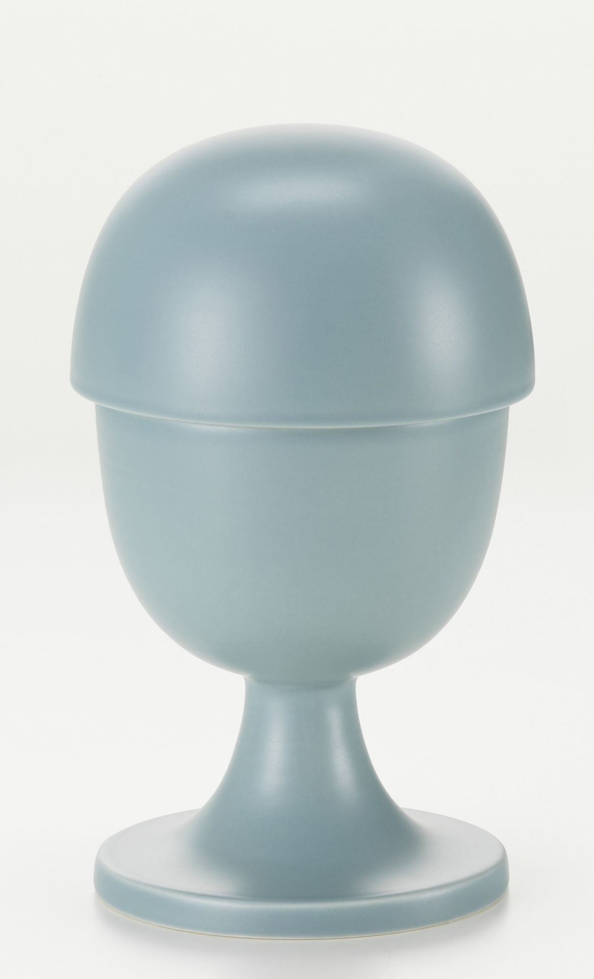 Eisgrauer Keramikbehälter mit Deckel, Vitra-Design, zur Aufbewahrung von kleinen Gegenständen.