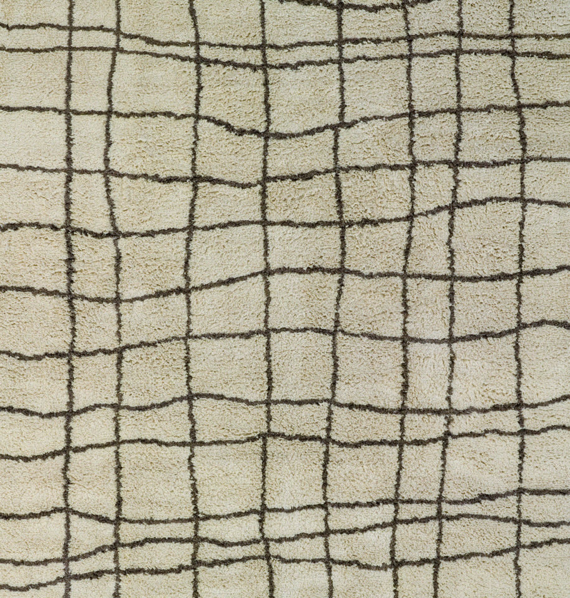 Beiger Teppich mit braunem Gittermuster, D-Range Ghengis von Designercarpets, Detailansicht.