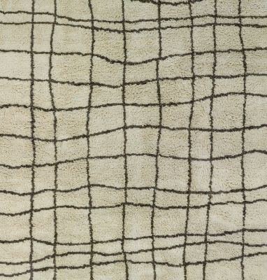 Beiger Teppich mit braunem Gittermuster, D-Range Ghengis von Designercarpets, Detailansicht.