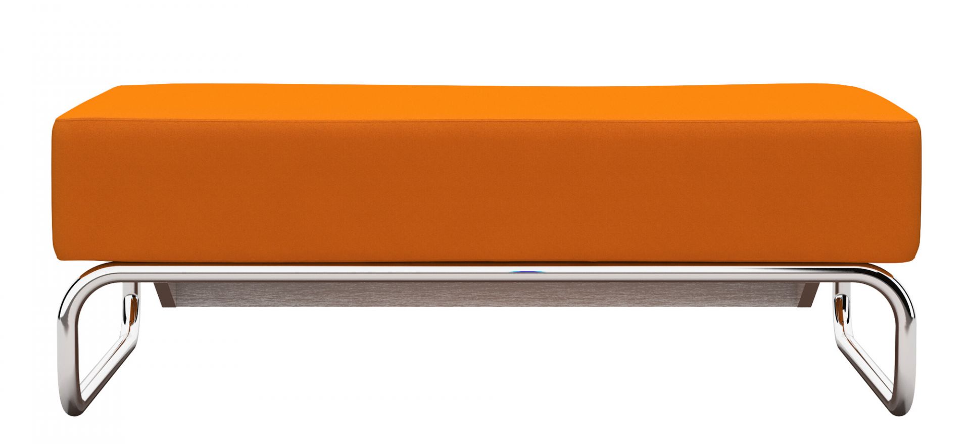 Oranger Thonet Sessel mit Stahlrohrgestell, modernes Möbeldesign für Wohnzimmer und Büro.