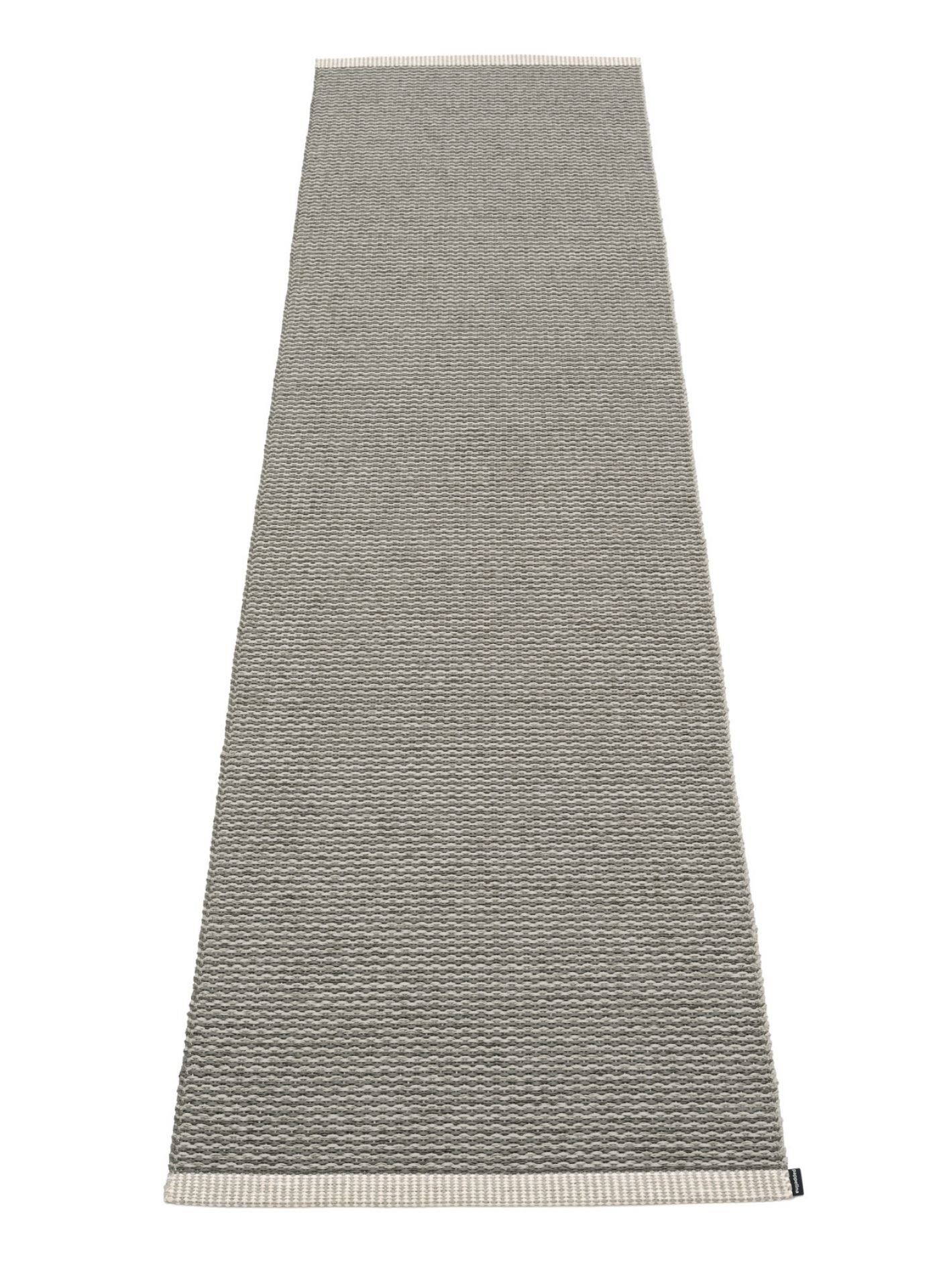Grauer Pappelina Kunststoffteppich Mono, 60x250 cm, für Innen und Außen, robust und pflegeleicht.