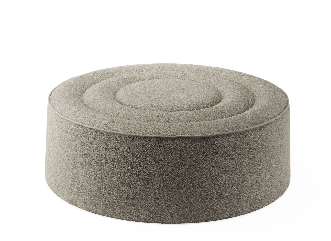 Beiger Praline Hocker von Woud, runder Sitzhocker mit weicher Polsterung für Wohnzimmer und Lounge.