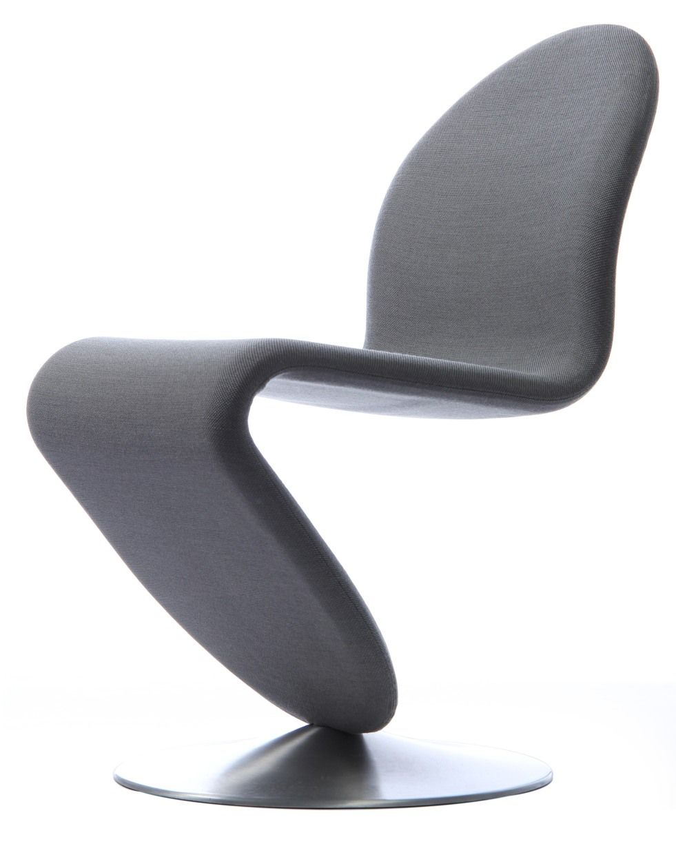 Grauer System 1-2-3 Stuhl von Verpan mit rundem Fuß und modernem Design.