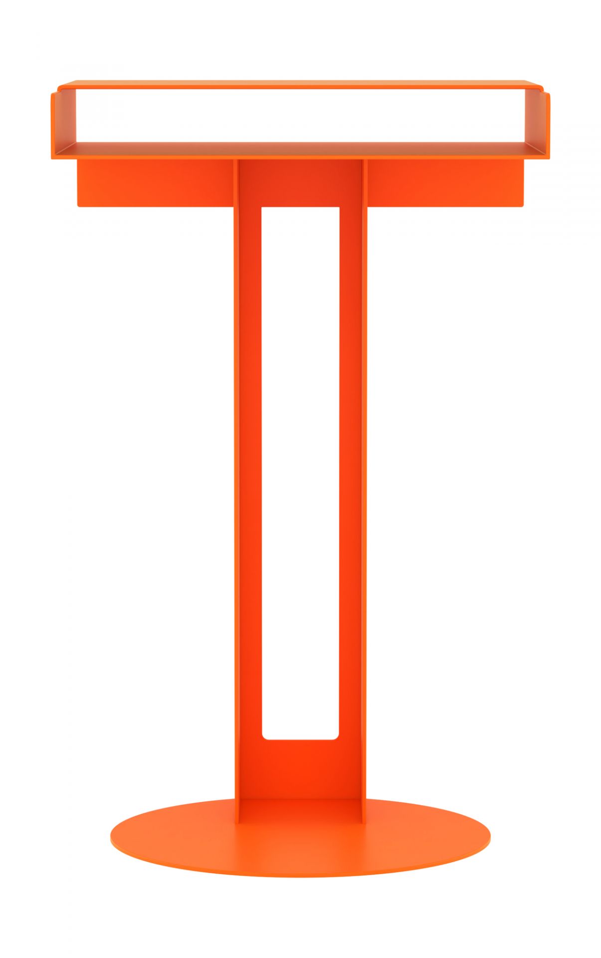 Oranger Meta Side Table Beistelltisch von New Tendency mit runder Basis und Ablagefläche.