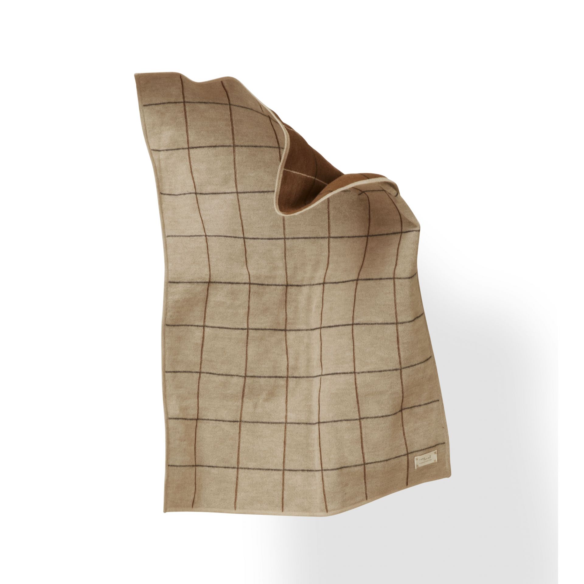 Aymara Kinderplaid New Squares: Beige Kinderdecke mit Karomuster, ideal für Babys und Kleinkinder.