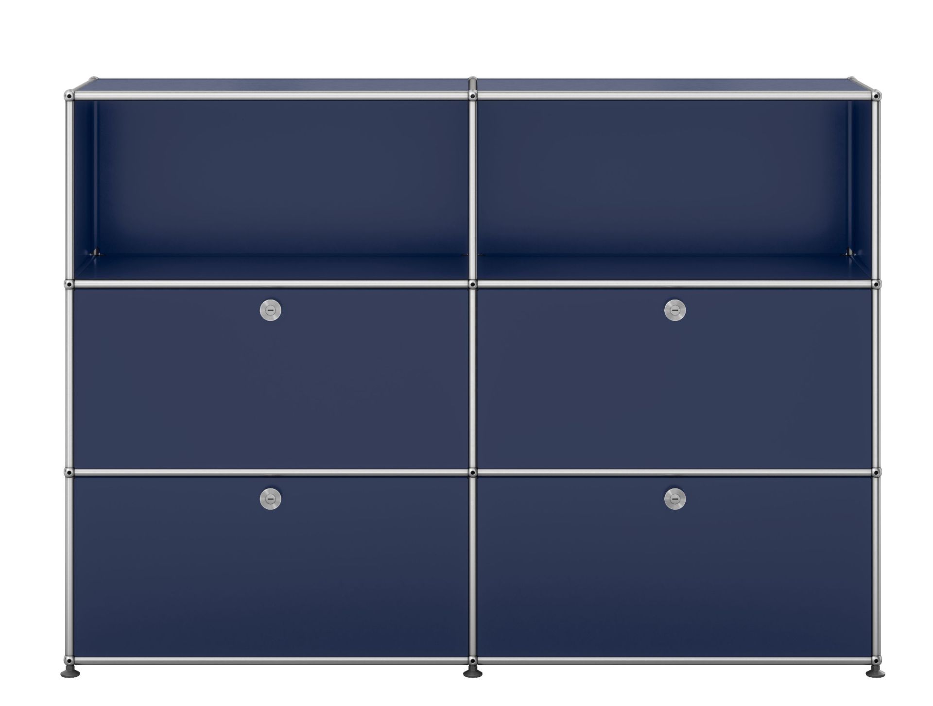 USM Haller Highboard 2 Offen / 2 Klappen / 2 Schubladen Stahlblau